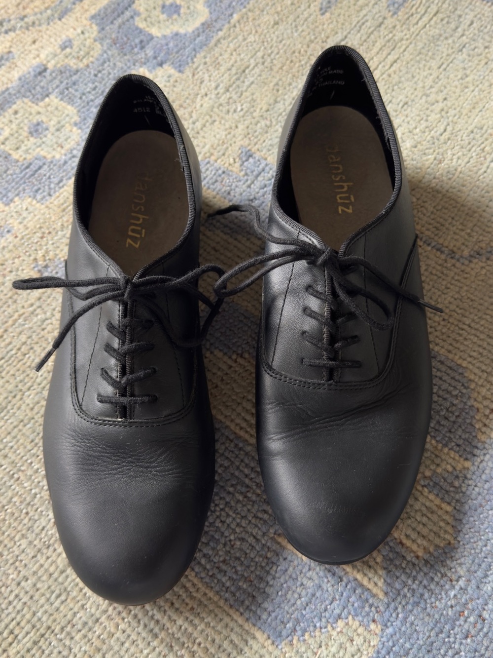 DANSHUZ MEN'S BLACK LEATHER CHARACTER SHOES OXFORD 12 HARD SOLE THEATER DANCE